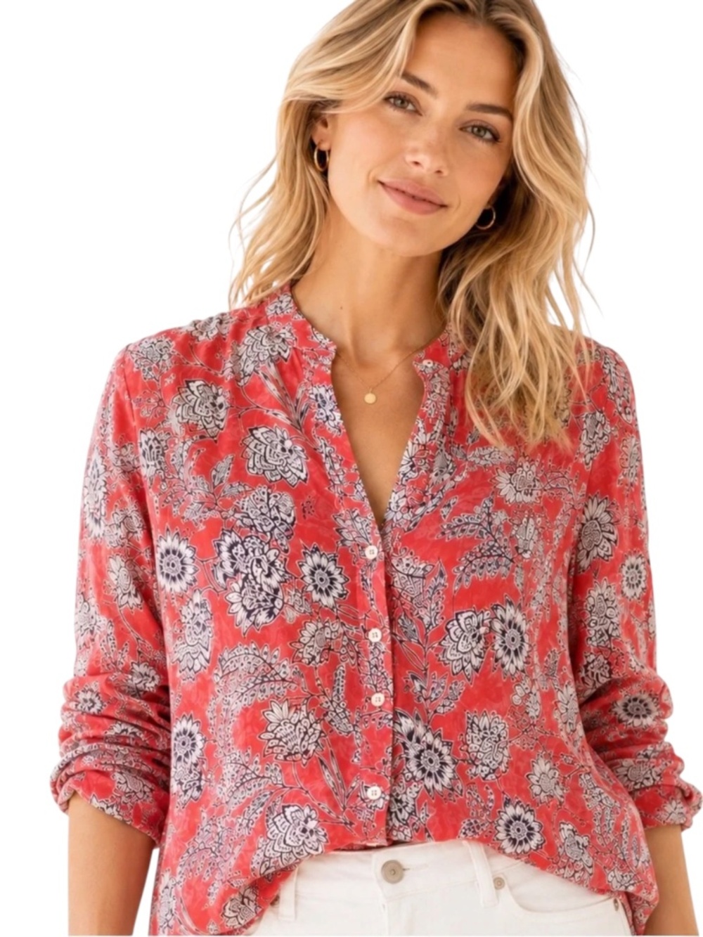 XIRENA Jesse Sun Red Floral Blouse Size Small